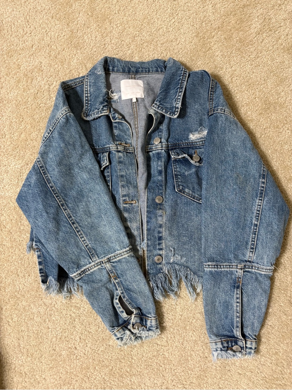 Zara Frayed Hem Blue Denim Jean Jacket